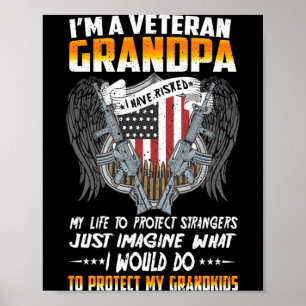 Mens A Veteran Grandpa Proud Veteran Dad Aamerican Poster