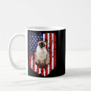 Mens Aamerican Flag Siamese 4th Of July Cat Coffee Mug
