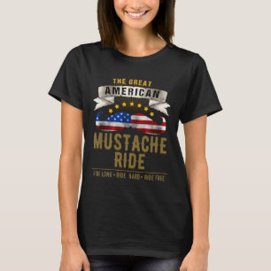 Mens Aamerican Moustache Ride 4th Of July For T-Shirt
