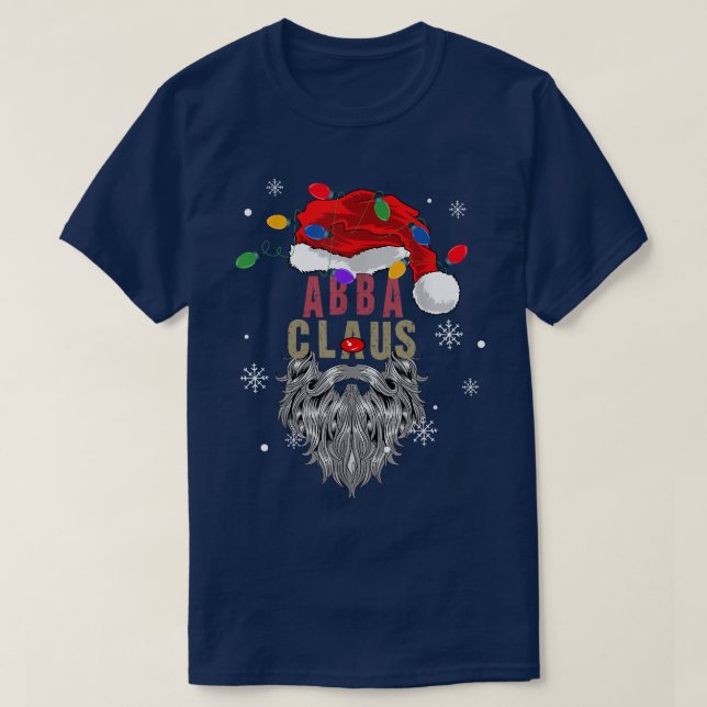 Mens Abba Claus Ugly Christmas Santa With Light Gr T-Shirt (Design Front)