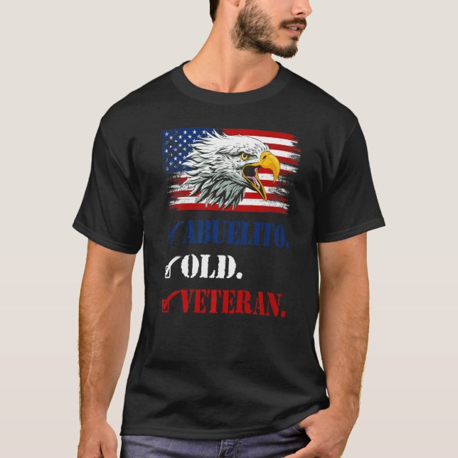 Mens Abuelito Old Veteran American Eagle Flag Fami T-Shirt (Front)