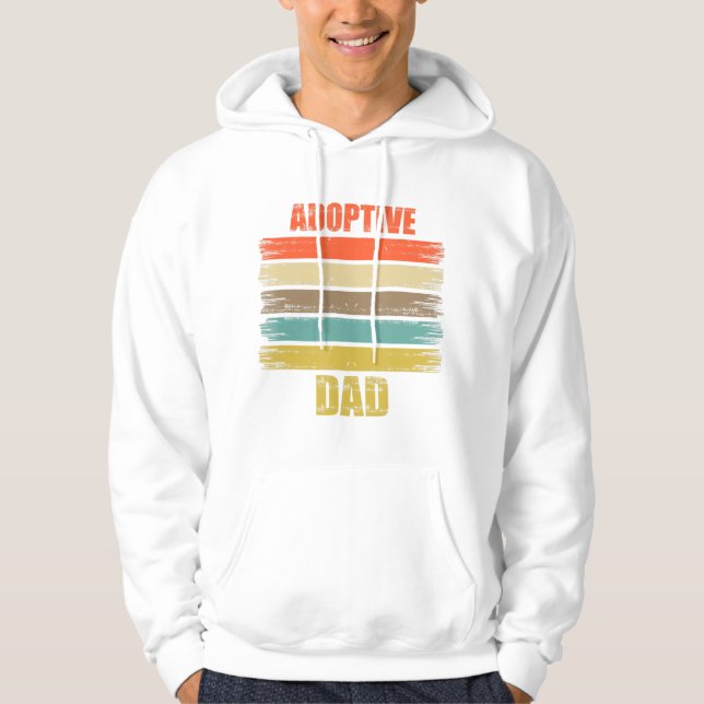 Mens Adoption Announcement Day Family Dad Retro Hoodie (Front)