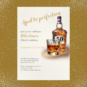 Men's Aged to Perfection Whiskey 50th Birthday Invitation