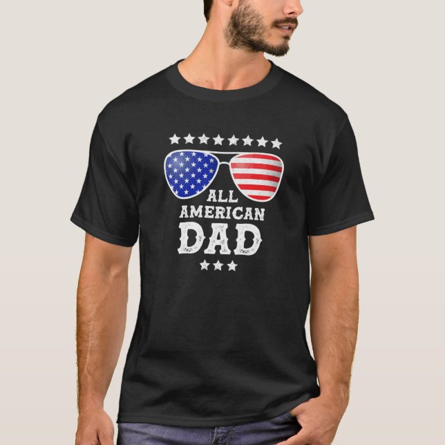 Men's All American Dad 4Th Of July Funny Fathers D T-Shirt (Front)