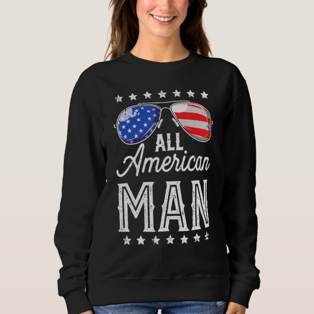 Mens All American Man Retro Sunglasses 4th Of July Sweatshirt (Front)