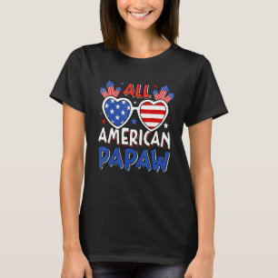 Mens All American Papaw 4th Of July American Flag  T-Shirt