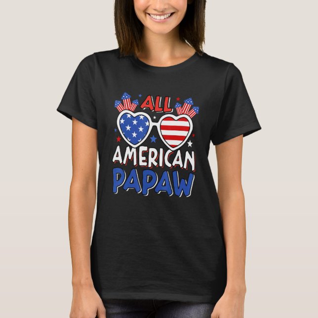 Mens All American Papaw 4th Of July American Flag  T-Shirt (Front)