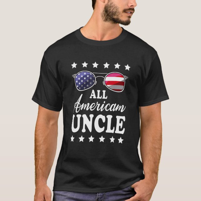 Mens All American Uncle 4th Of July Sunglasses T-Shirt (Front)