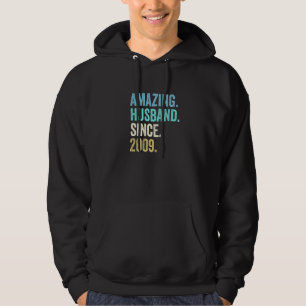 Mens Amazing Husband Since 2009 13th Wedding Anniv Hoodie