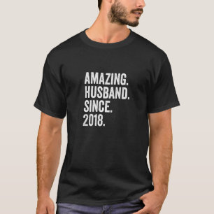 Mens Amazing Husband Since 2018 4th Wedding Annive T-Shirt