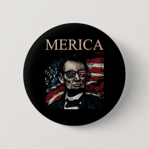 Mens America Abraham Lincoln 4th Of July Aamerican 6 Cm Round Badge