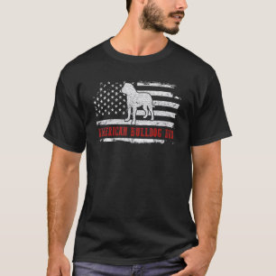 Mens American Bulldog Dad Distressed American Flag T-Shirt