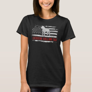 Mens American Bulldog Dad Distressed American Flag T-Shirt