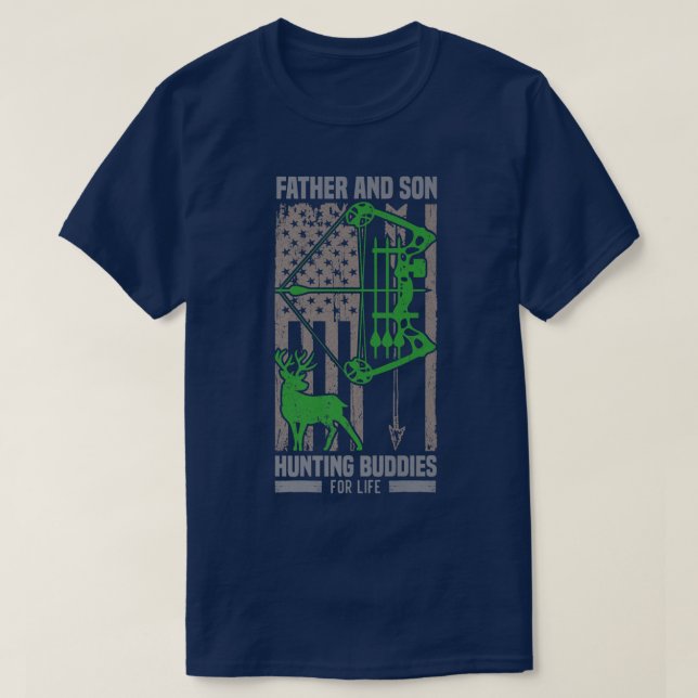 Mens American Deer Hunter Usa Flag Father and Son  T-Shirt (Design Front)