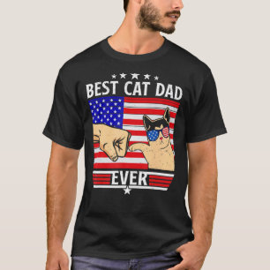 Mens American Flag 4th Of July Best Cat Dad Ever T-Shirt