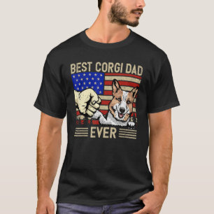 Mens American Flag Best Corgi Dad 4th Of July Fath T-Shirt