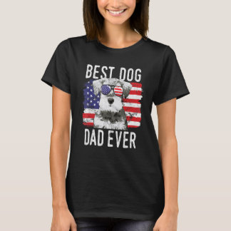 Mens American Flag Best Dog Dad Ever Miniature Sch T-Shirt
