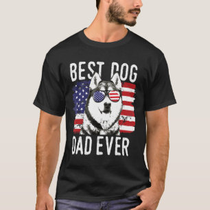 Mens American Flag Best Dog Dad Ever Siberian Husk T-Shirt
