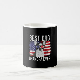 Mens American Flag Best Dog Grandpa Ever Boston Coffee Mug