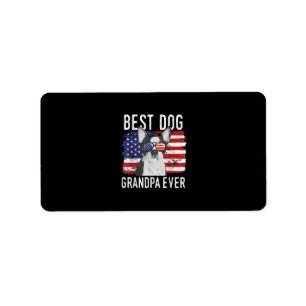 Mens American Flag Best Dog Grandpa Ever Boston Label