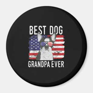 Mens American Flag Best Dog Grandpa Ever Boston Magnet