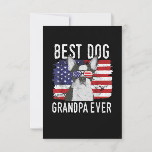 Mens American Flag Best Dog Grandpa Ever Boston RSVP Card