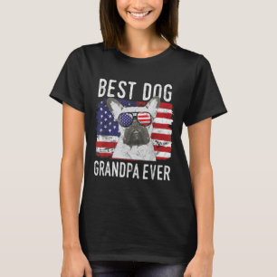 Mens American Flag Best Dog Grandpa Ever French Bu T-Shirt