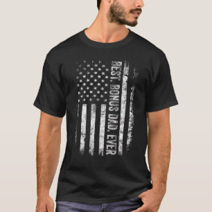 Mens American Flag Bonus Dad  Best Bonus Dad Fathe T-Shirt