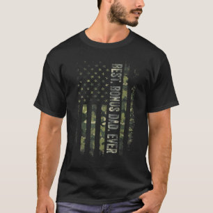 Mens American Flag Camo Fathers Day Best Bonus Dad T-Shirt