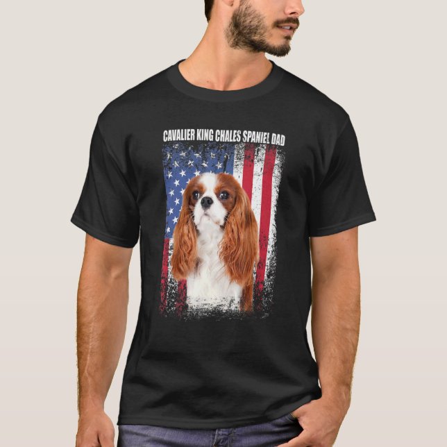 Mens American Flag Cavalier King Chales Spaniel Da T-Shirt (Front)