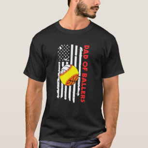 Mens American Flag Dad Ballers Volleyball Softball T-Shirt