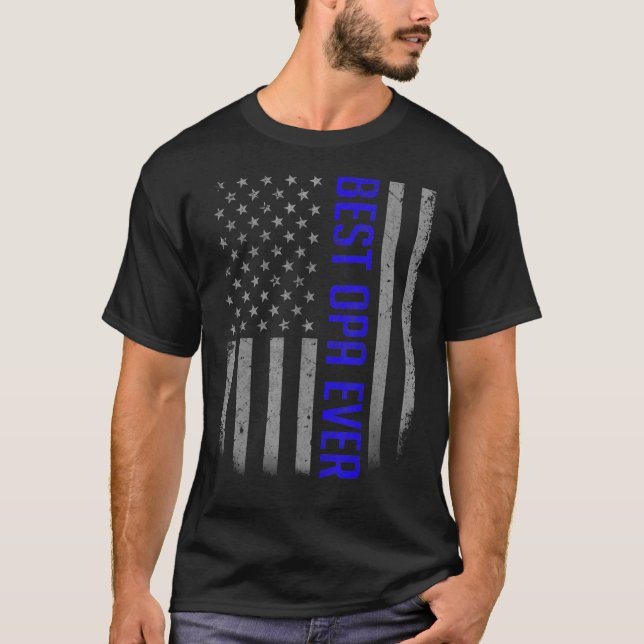 Mens American Flag Dad   For Father's Day Best Opa T-Shirt (Front)