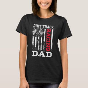 Mens American Flag Dirt Track Racing Dad Race Flag T-Shirt