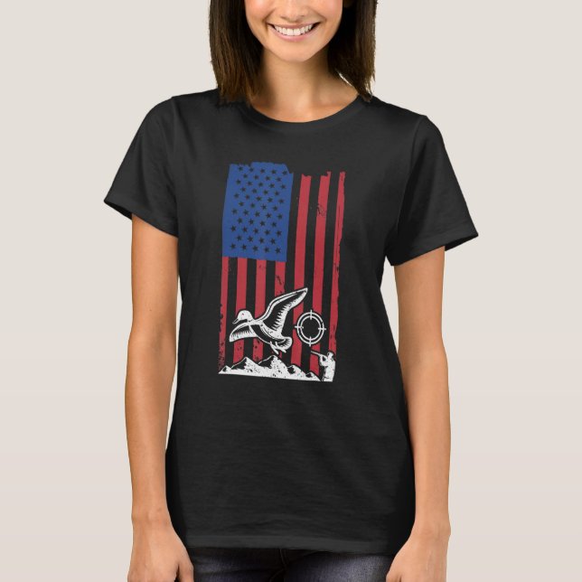 Mens American Flag Duck Hunting   For Waterfowl Hu T-Shirt (Front)
