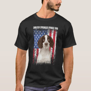 Mens American Flag English Springer Spaniel Dad Fa T-Shirt