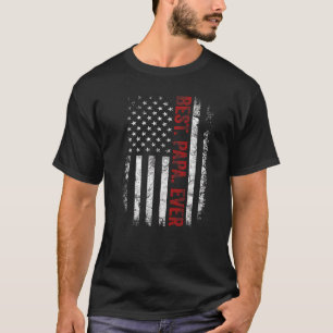 Mens American Flag Grandpa Best Papa Ever Father' T-Shirt