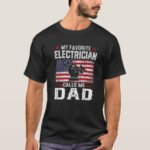 Mens American Flag My Favourite Electrician Calls  T-Shirt