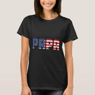 Mens American Flag Papa Men 4th Of July T-Shirt