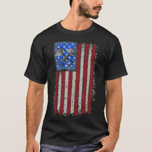 Mens American Flag Piston Muscle Patriotic Vintag T-Shirt