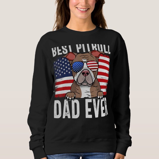 Mens American Flag Pitbull Dad Dog  For Fathers Da Sweatshirt (Front)