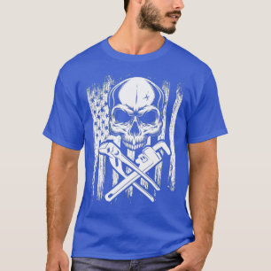 Mens American Flag Plumber Worker Pipe Job T-Shirt
