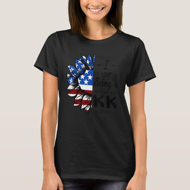 Mens American Flag Sunflower I Love Being A Kk T-Shirt (Front)
