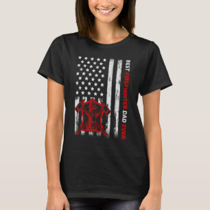 Mens American Flag Vintage Best Firefighter Dad Fa T-Shirt