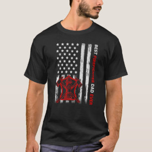 Mens American Flag Vintage Best Firefighter Dad Fa T-Shirt