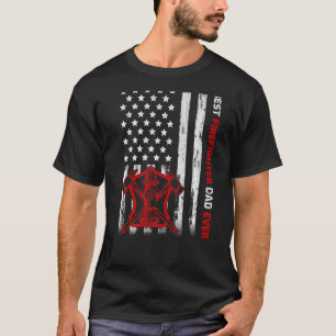 Mens American Flag Vintage Best Firefighter Dad Fa T-Shirt