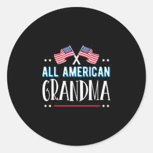Mens american grandma 4th of july women girls usa classic round sticker