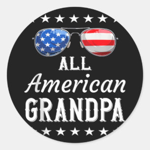 Mens american grandpa 4th of july usa familyMens a Classic Round Sticker