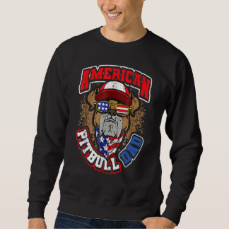 Mens American Pitbull Dad 4th Of July Sweatshirt