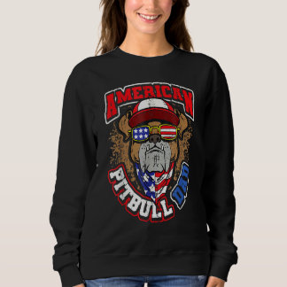 Mens American Pitbull Dad 4th Of July Sweatshirt