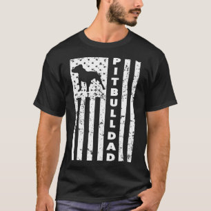 Mens American Pitbull Dad Us Flag -Mens T-Shirt